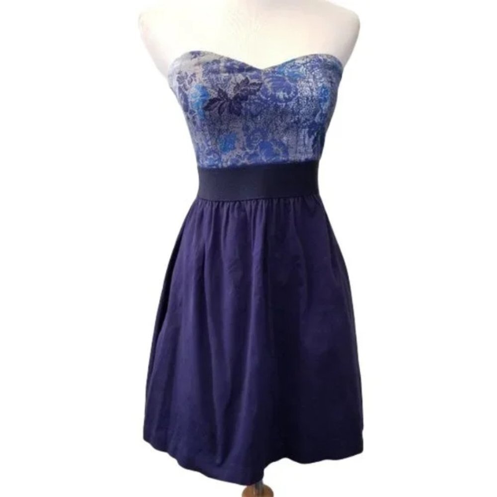 Ecote floral tube top dress with pockets women's size Small (Z5)